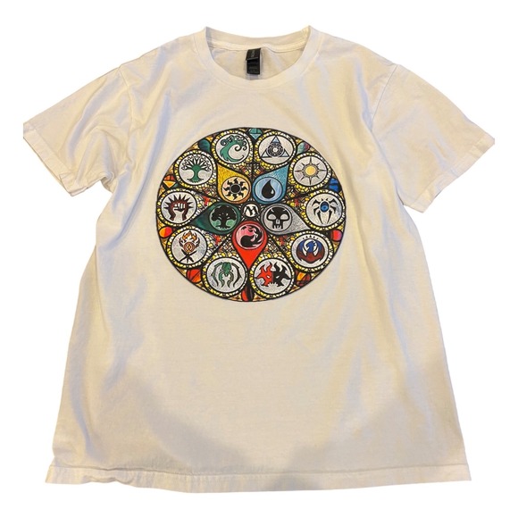 Gildan Tops - Gildan Magic The Gathering Mana Symbols White graphic T Shirt‎ Adult Medium